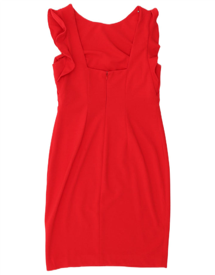Calvin Klein Damen Ärmelloses Etuikleid UK 10 Small Rot Polyester