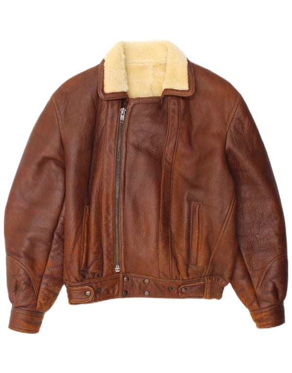 Vintage Mens Shearling Jacket IT 48 Medium Brown