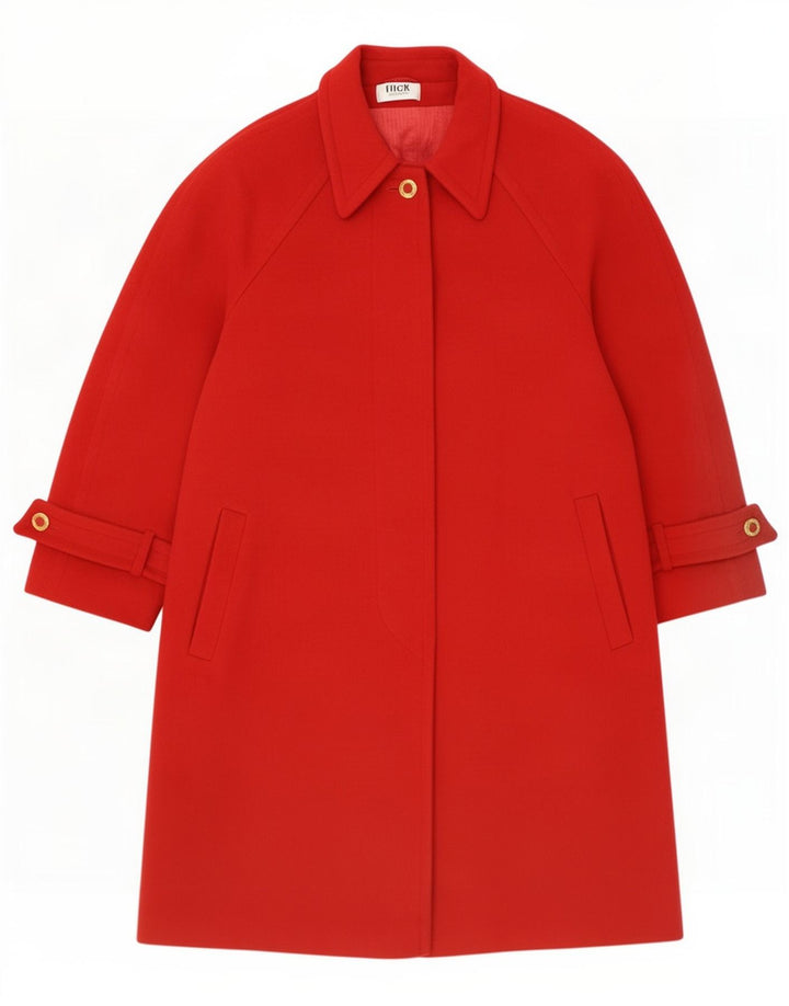 Vintage Womens Oversized Overcoat EU 40 Medium Red Wool