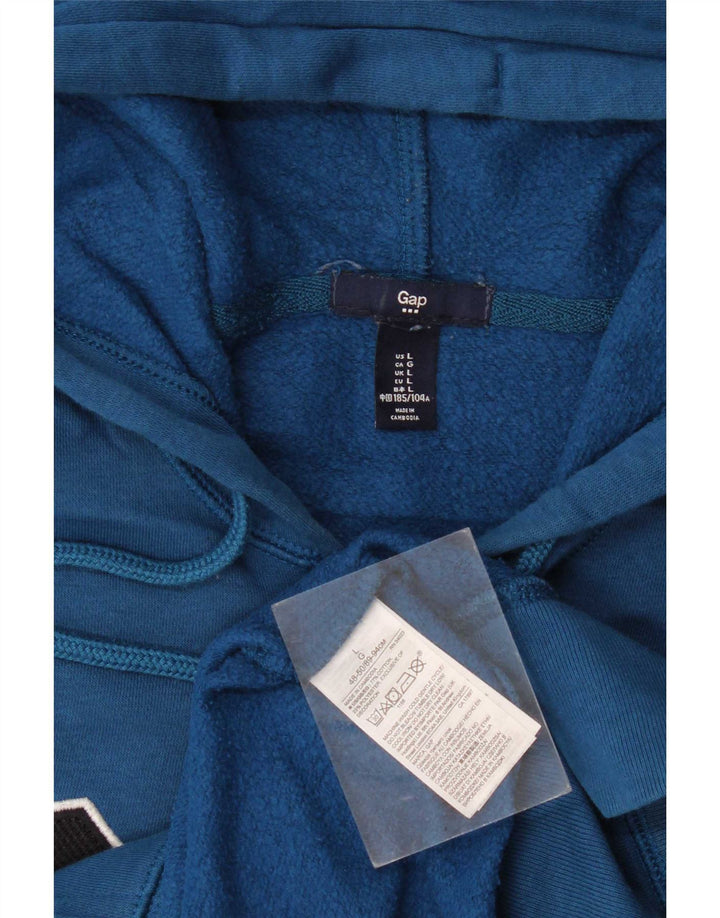 Gap Mens Graphic Zip Hoodie Sweater Large Blue Cotton