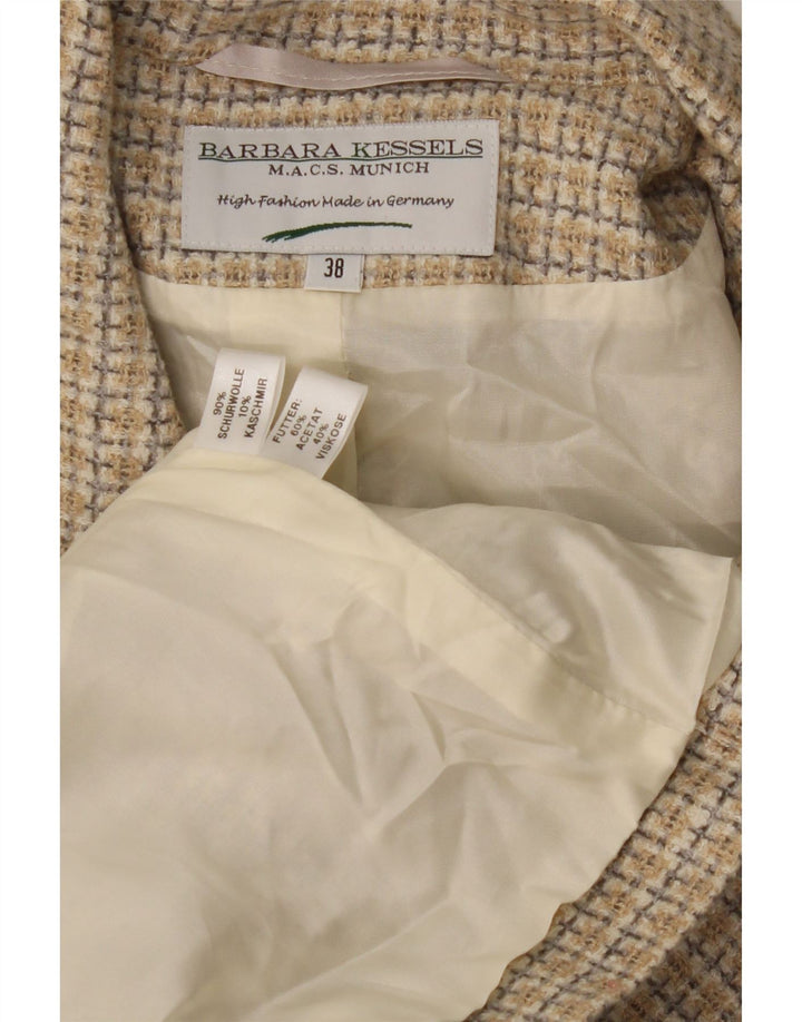 Barbara Kessels Dame 4-knaps blazerjakke EU 38 Medium Beige ternet uld