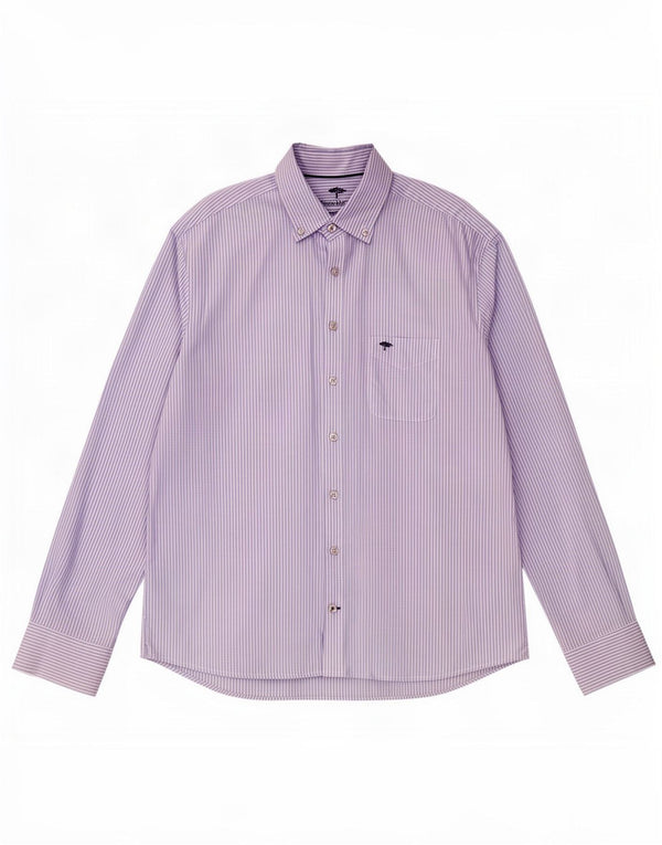 Fynch Hatton Mens Shirt Size 41/42 Large Blue Pinstripe Cotton