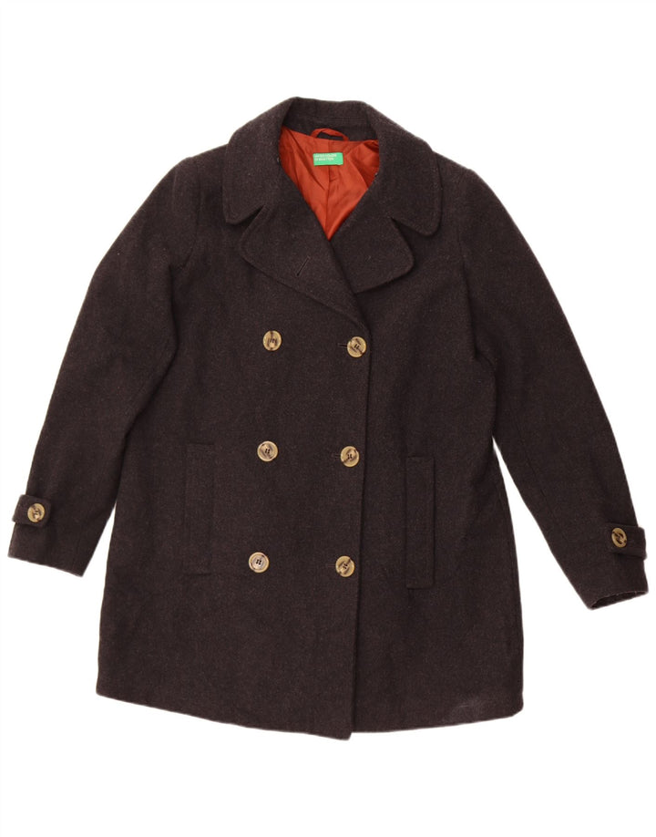 Benetton Womens Oversized Pea Coat UK 10 Small Grey Uld