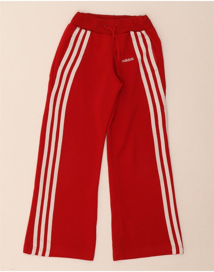 Adidas Girls Tracksuit Trousers 7-8 Years Red Polyester