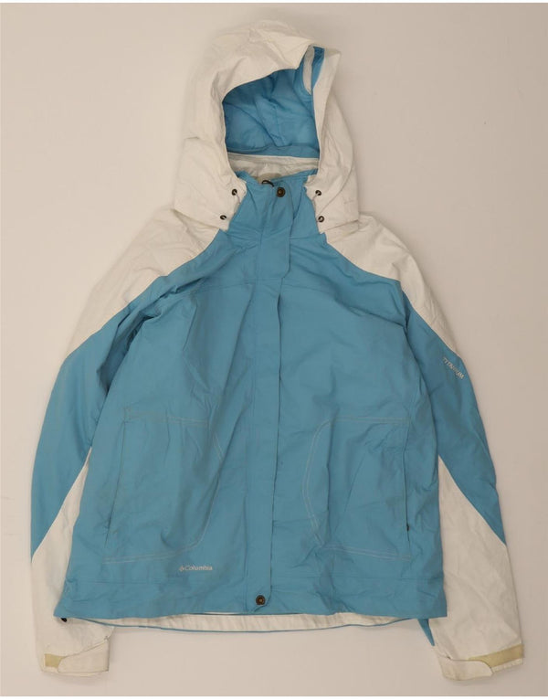 COLUMBIA Womens Hooded Windbreaker Jacket UK 18 XL Blue Colourblock