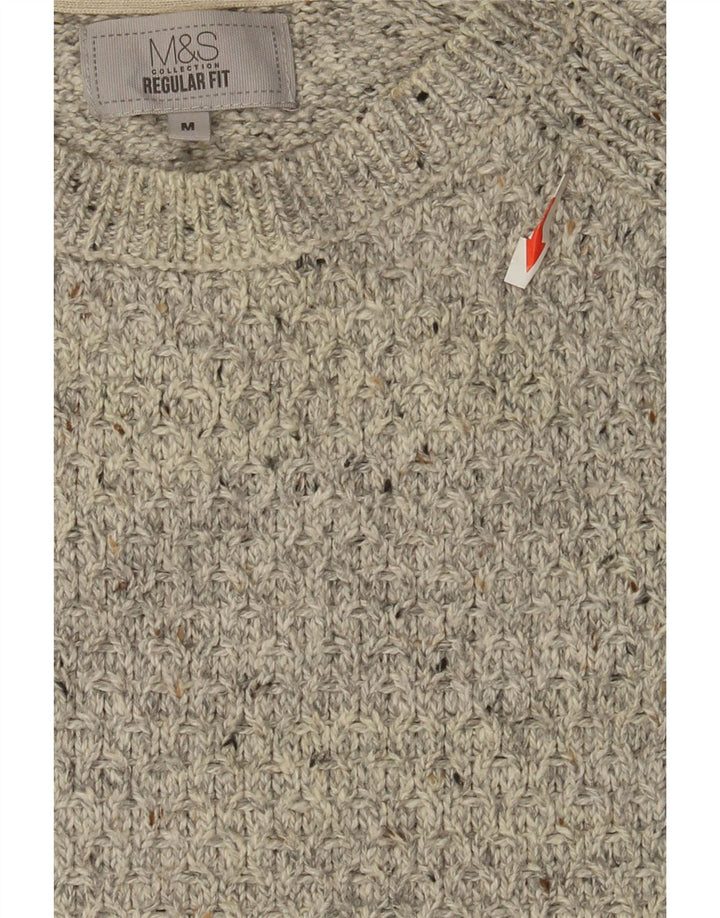 Marks & Spencer Herren-Pullover mit Rundhalsausschnitt, Mittelgrau meliert