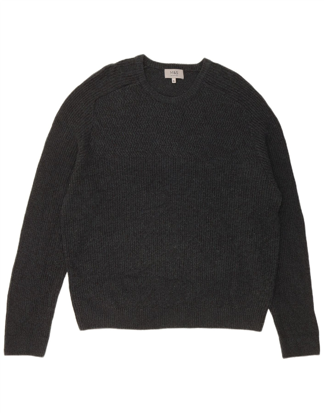 Marks & Spencer Mens Crew Neck Jumper Sweater XL Grey Flecked Acrylic