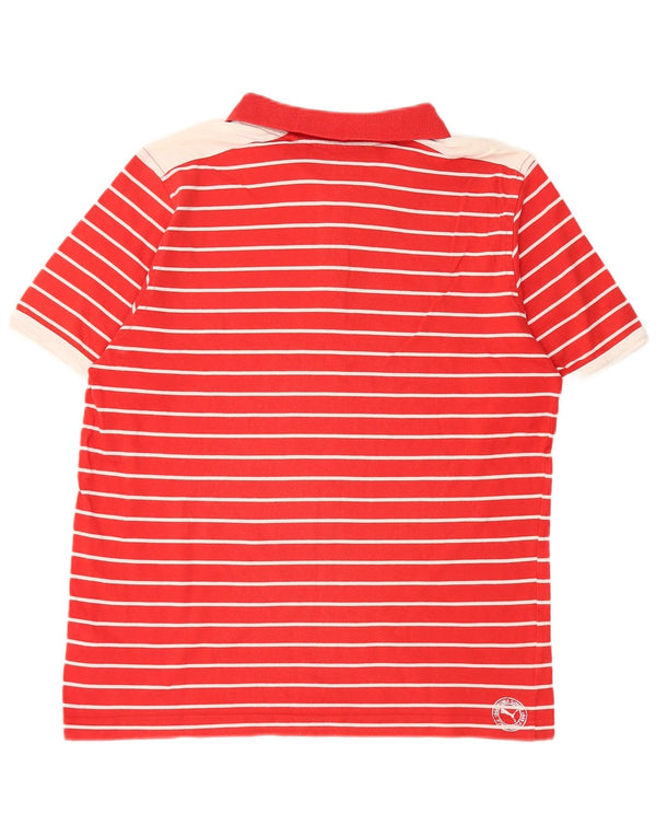 Camisa polo masculina Puma grande listrada vermelha de algodão