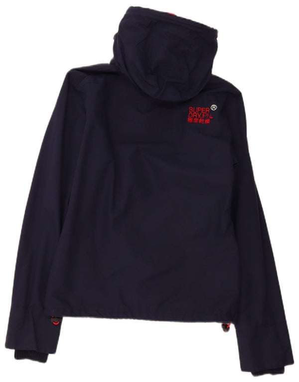Superdry vindjakke til kvinder med hætte vindjakke UK 10 Small Navy Blue