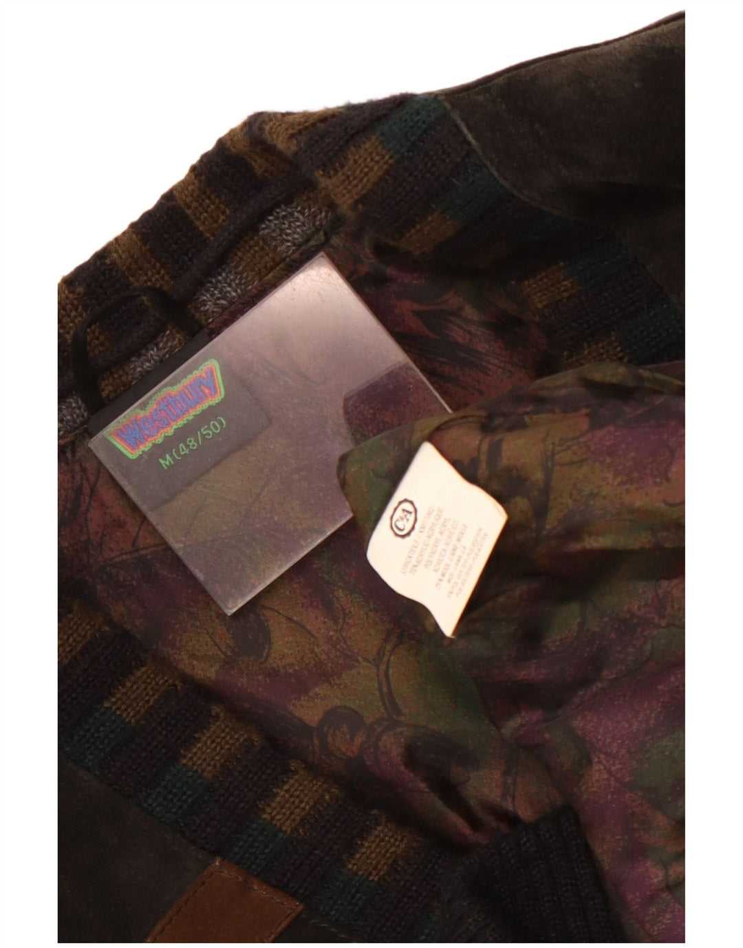 WESTBURY Mens Cardigan Sweater EU 48/50 Medium Brown Chevron Acrylic