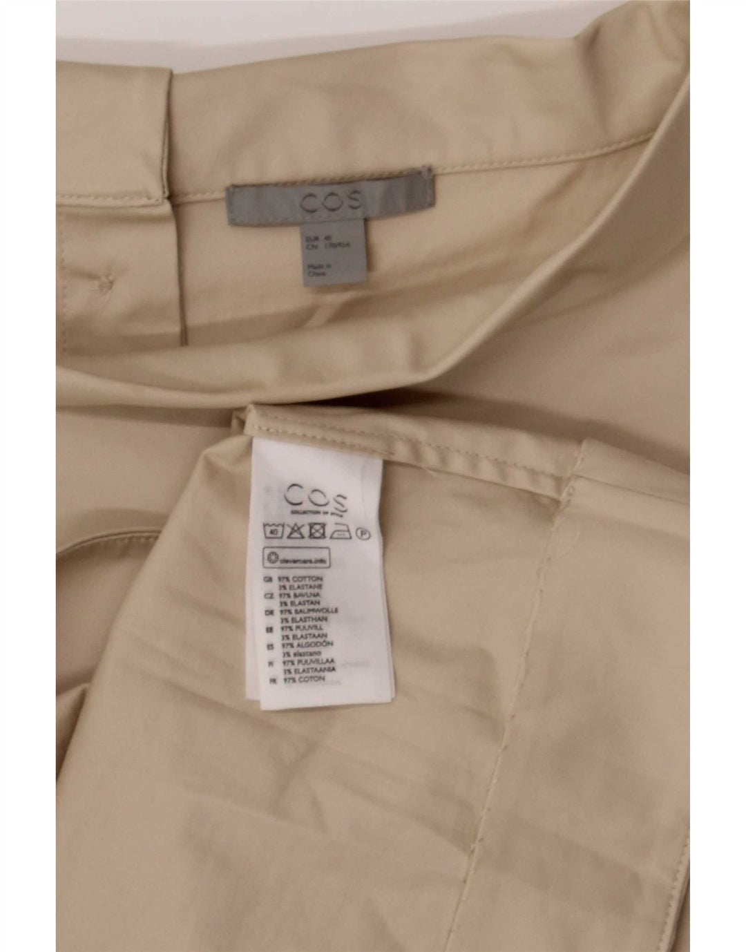 Cos Womens 3/4 Sleeve Blouse Top EU 40 Medium Beige Cotton