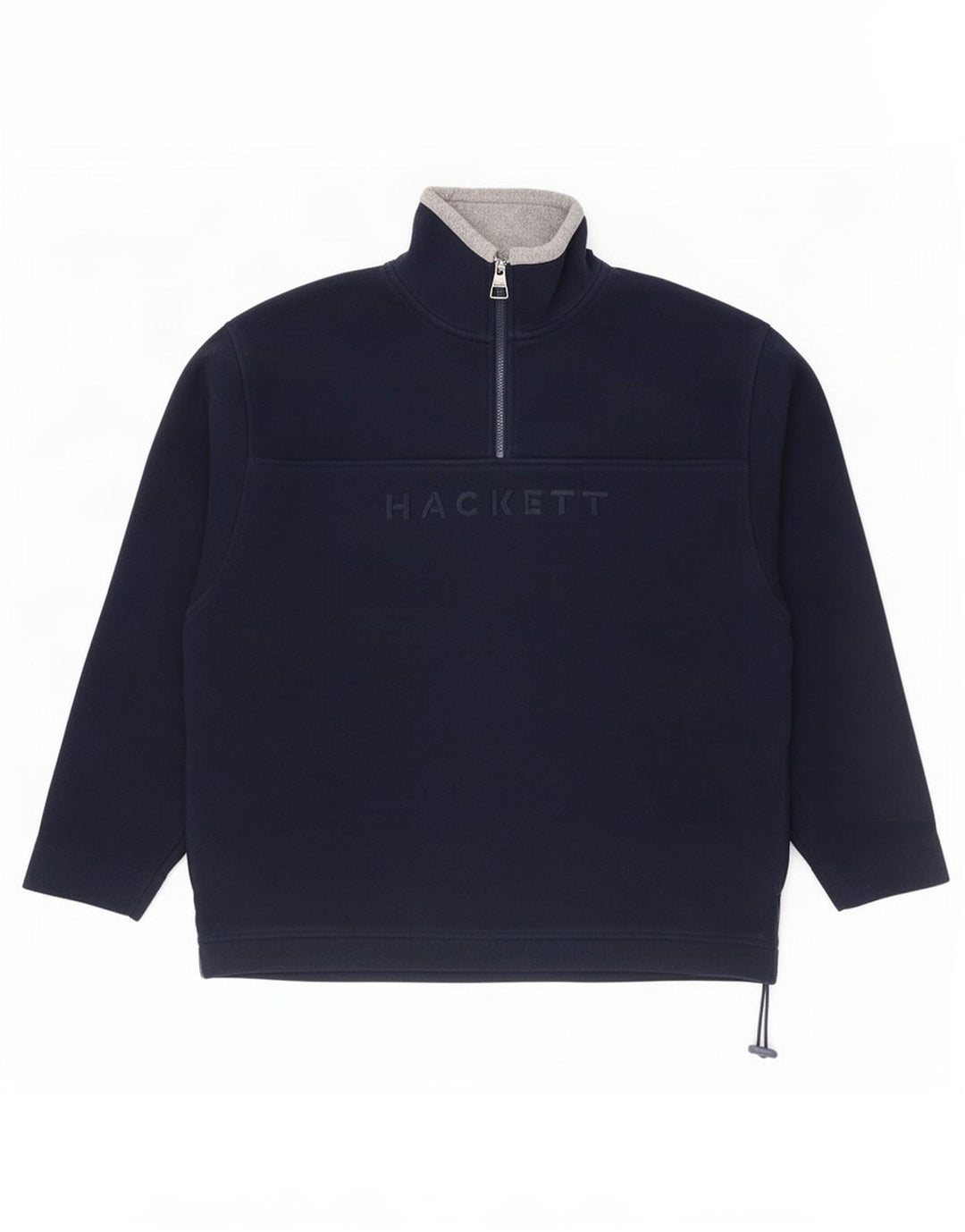 Maglione in pile da uomo con collo con zip grafico Hackett 2XL poliestere blu navy