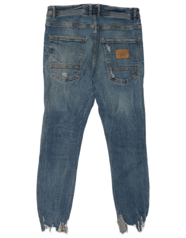 Zara muške skinny otegnute skraćene traperice EU 42 Large W32 L25 plavi pamuk