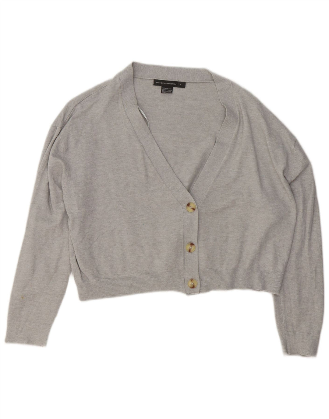French Connection Womens Crop Oversized Cardigan Sweater UK 10 Small Grey