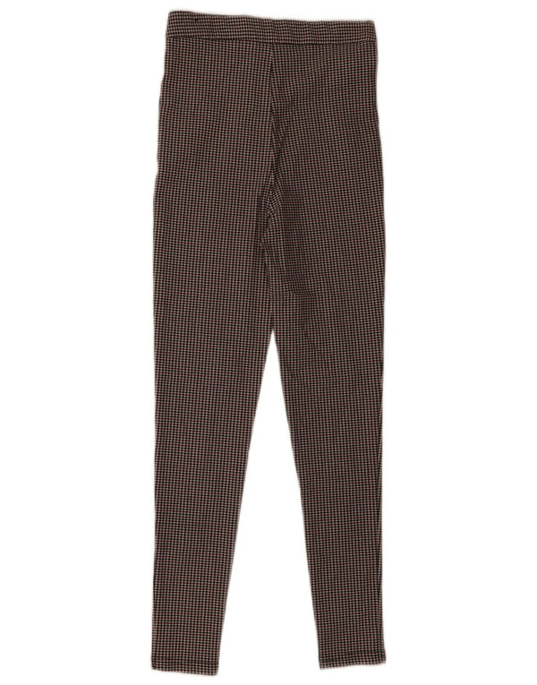 Zara Womens Skinny Chino Trousers XS W24 L28 Multicoloured Houndstooth