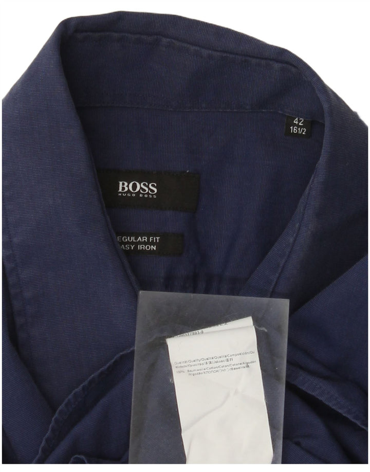Hugo Boss Herre Regular Fit skjorte str. 41 Stor marineblå bomuld