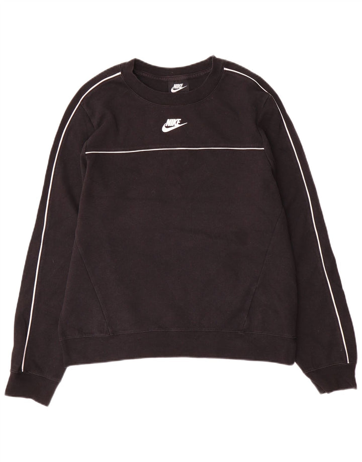 Nike Damen-Sweatshirt-Pullover UK 14 Mittelschwarze Baumwolle
