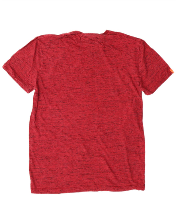 Superdry Herren T-Shirt-Oberteil aus mittelrot gefleckter Baumwolle