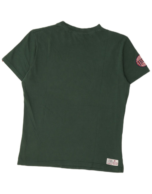 Leone 1947 Womens Graphic T-Shirt Top UK 18 XL Green Cotton