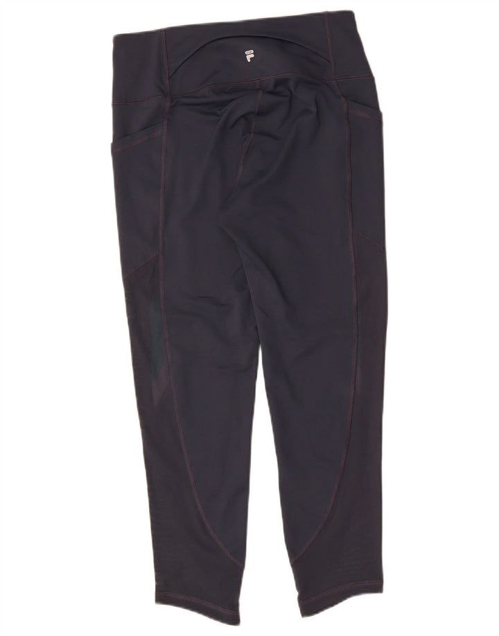 FILA Womens Crop Leggings UK 14 Large  Navy Blue Colourblock Polyester