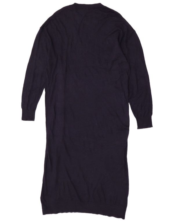 Zara Maxi-Pulloverkleid mit langen Ärmeln für Damen, UK 14, Mittelmarineblau, Polyester