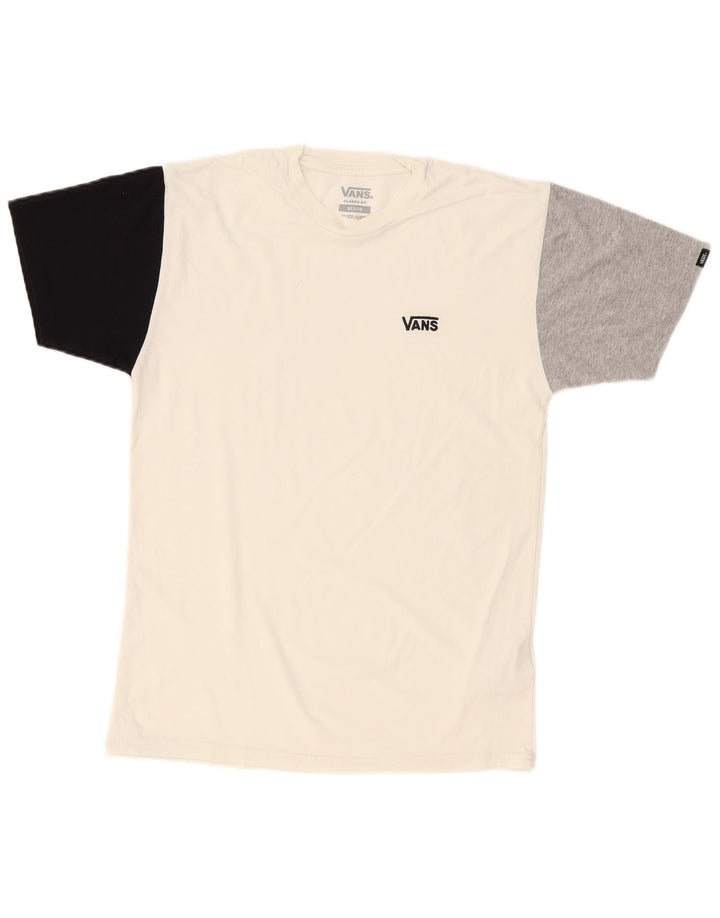 Vans Mens Classic Fit T-Shirt Top Medium White Colourblock Cotton