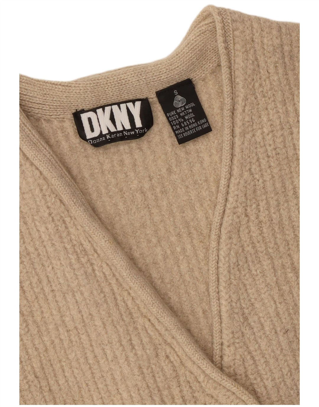 Dkny Womens Oversized Cardigan Sweater UK 10 Small Beige Wool
