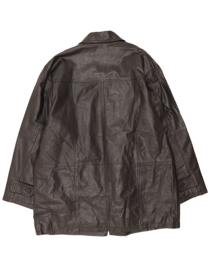 Vintage Mens Leather Coat UK 44/46 XL Black Leather