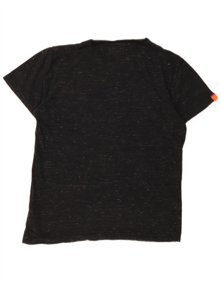 SUPERDRY Herre T-shirt Top Medium Sort Flecked Bomuld