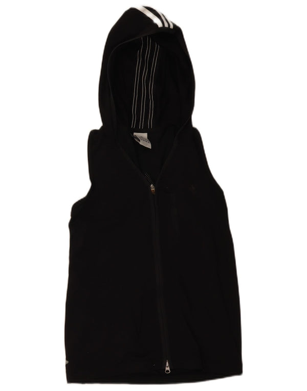 Adidas Haut de survêtement à capuche sans manches pour femme UK 6 XS Noir rayé