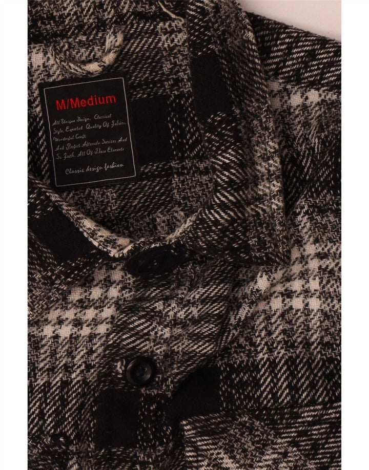 Vintage Mens Overshirt Flannel Shirt Medium Black Check Cotton
