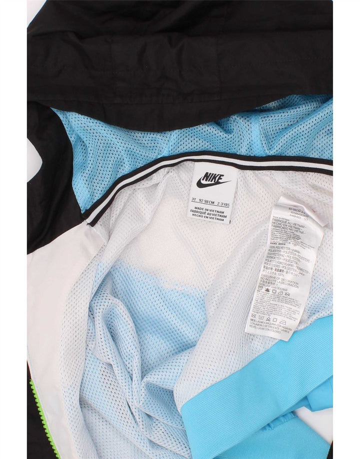 Nike Boys Hooded Tracksuit Top Jacket 2-3 Years Blue Colourblock Polyester