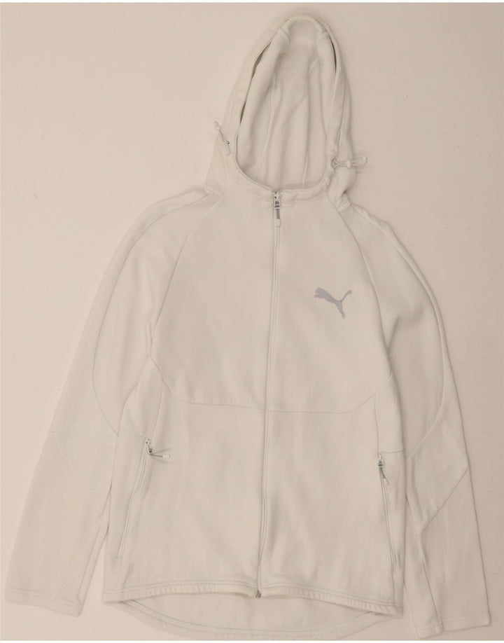 PUMA Womens Zip Hoodie Sweater UK 14 Medium White Cotton Vintage Puma and Second-Hand Puma from Messina Hembry 