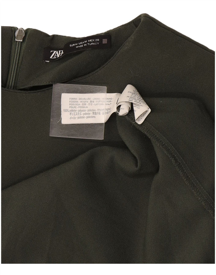 Zara Damen Ärmelloses Etuikleid UK 12 Mittel Khaki Polyester