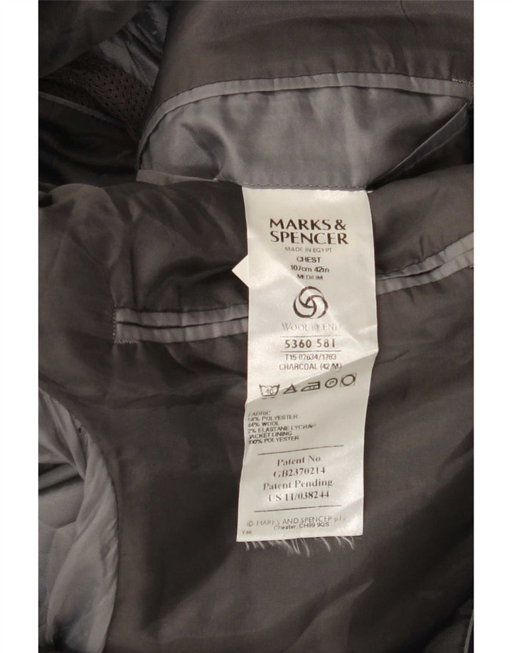 Marks & Spencer Veste blazer à 3 boutons pour homme UK 42 Large Gris Polyester