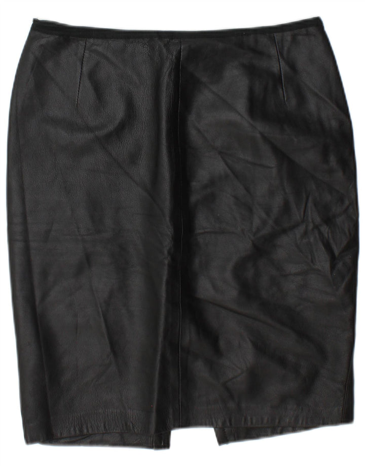 Gonna in pelle vintage da donna W30 media nera