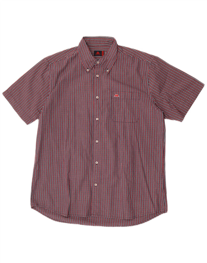 Kappa Mens Short Sleeve Shirt 2XL Red Check Cotton