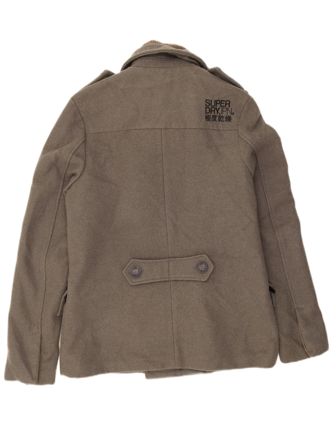 Superdry Men Pea Coat UK 40 Large Grey Wool