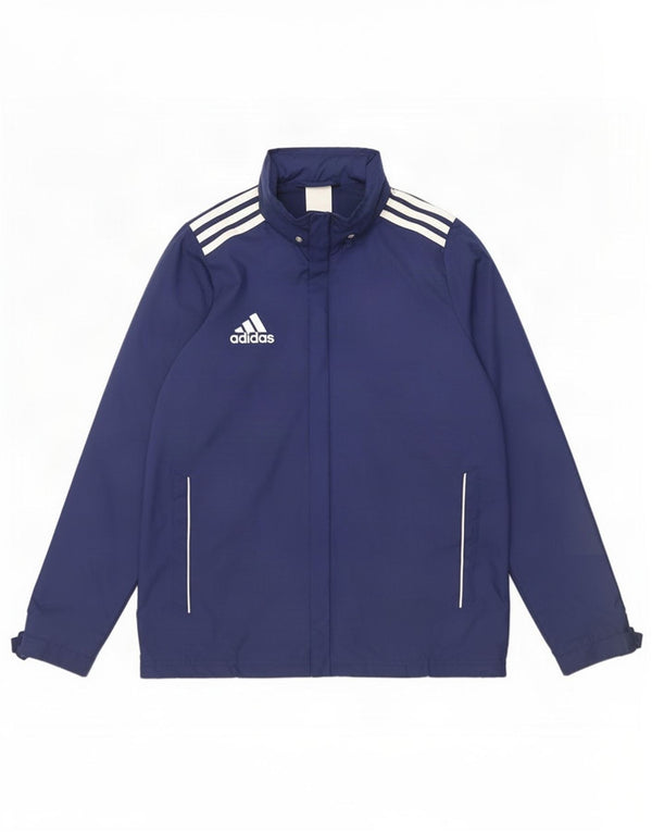 Adidas Jungen Regenjacke mit Kapuze, 13–14 Jahre, marineblaues Nylon