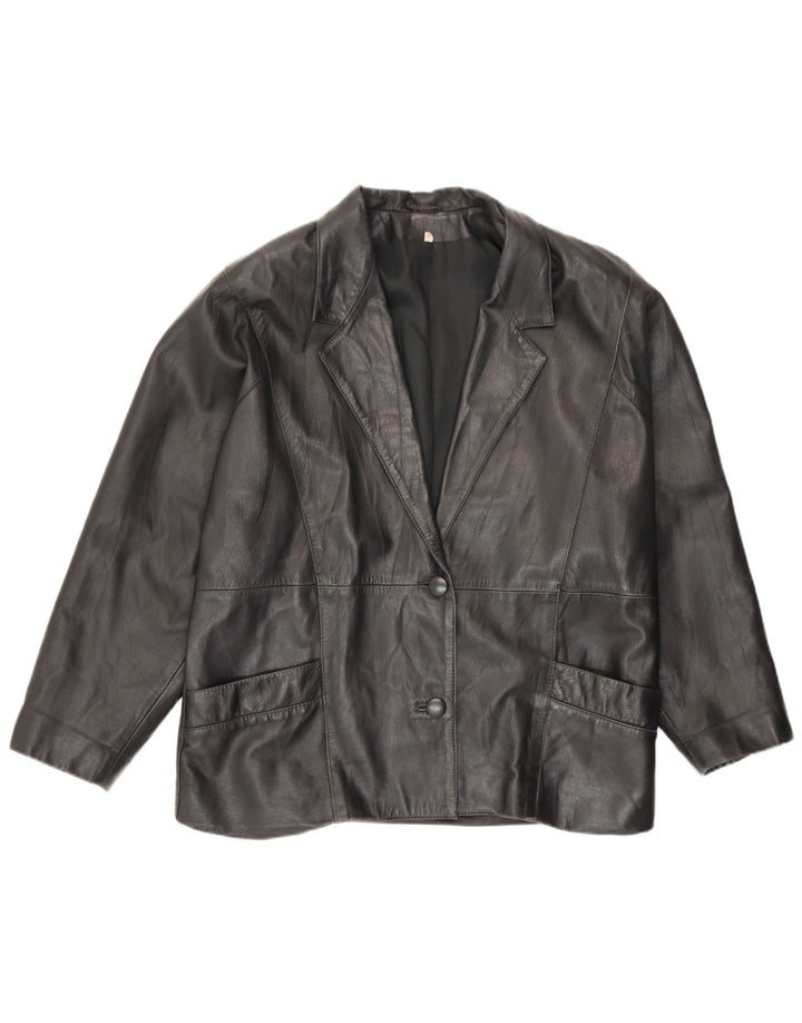 Vintage Womens Leather 2 Button Blazer Jacket IT 44 Medium Black