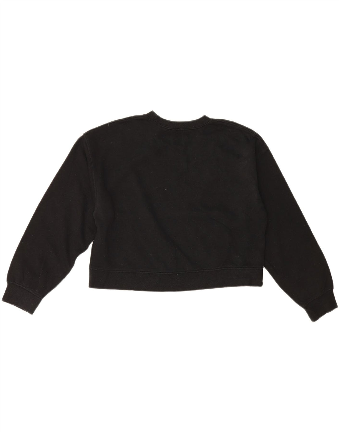 Zara Womens Crop Sweatshirt Jumper UK 14 Medium Black Cotton