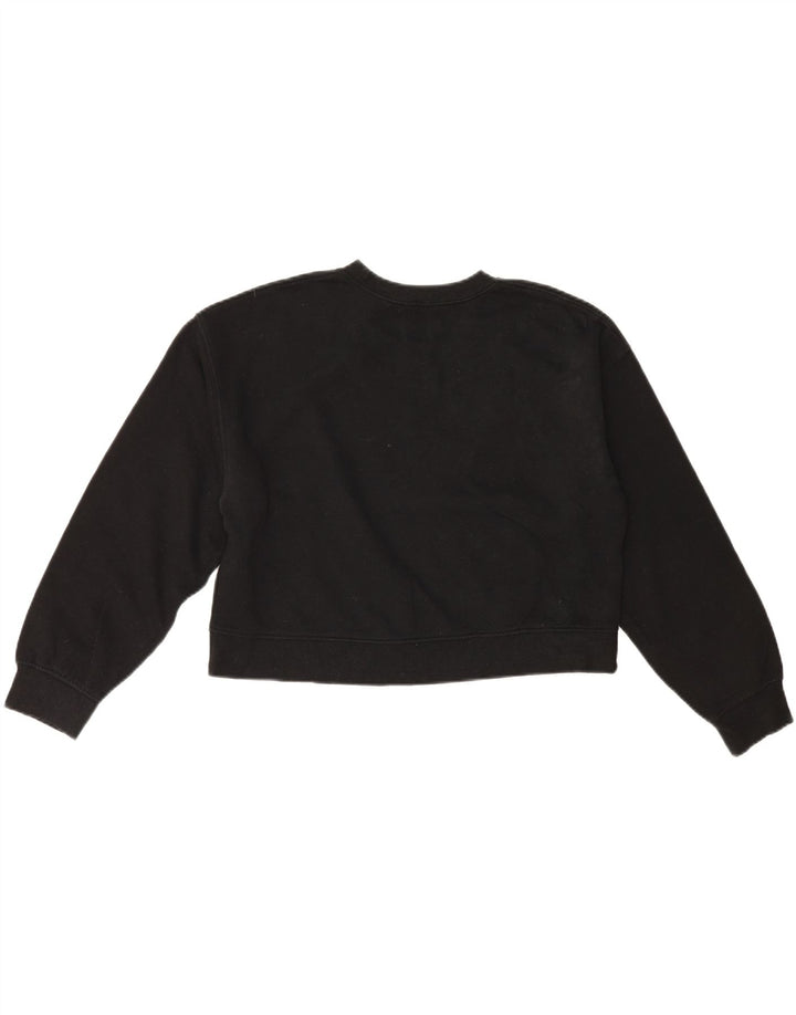 Zara Womens Crop Sweatshirt Jumper UK 14 Medium Black Cotton