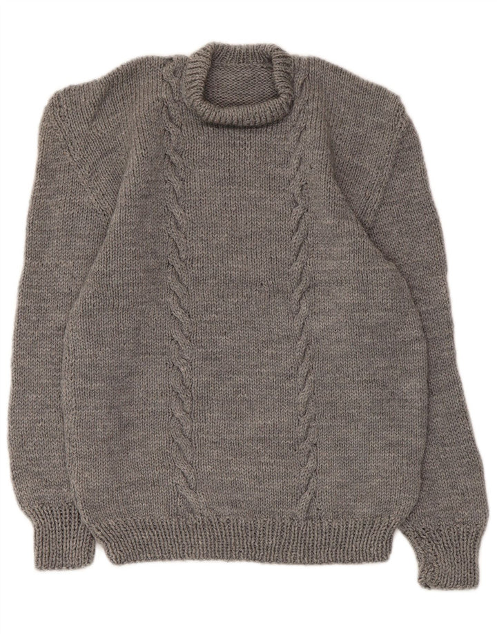 Vintage Damen Rundhalspullover Pullover UK 10 Small Grau