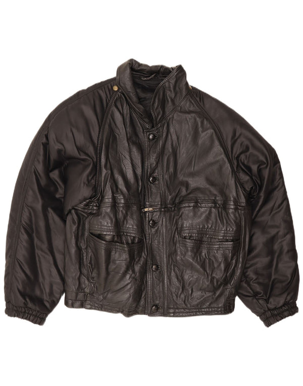 Pollini Mens Leather Jacket UK 40 Large Black