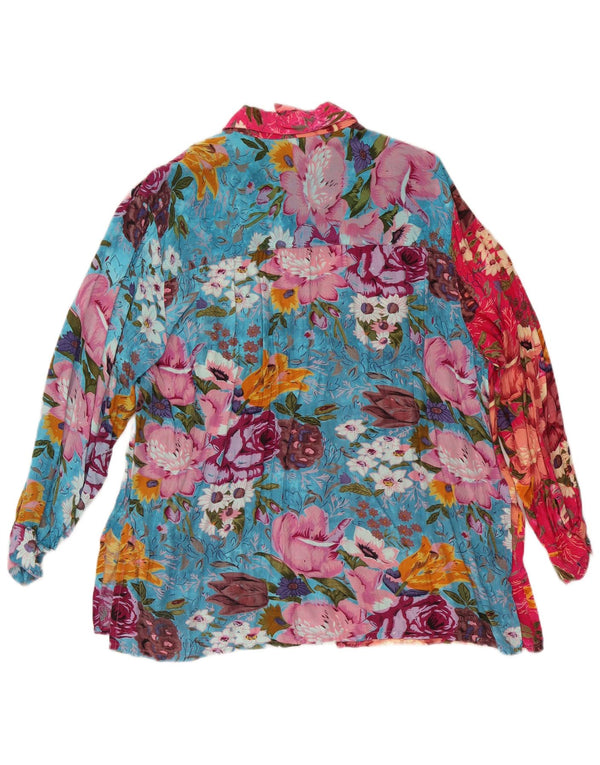 Vintage mujer camisa blusa Reino Unido 18 XL multicolor floral viscosa