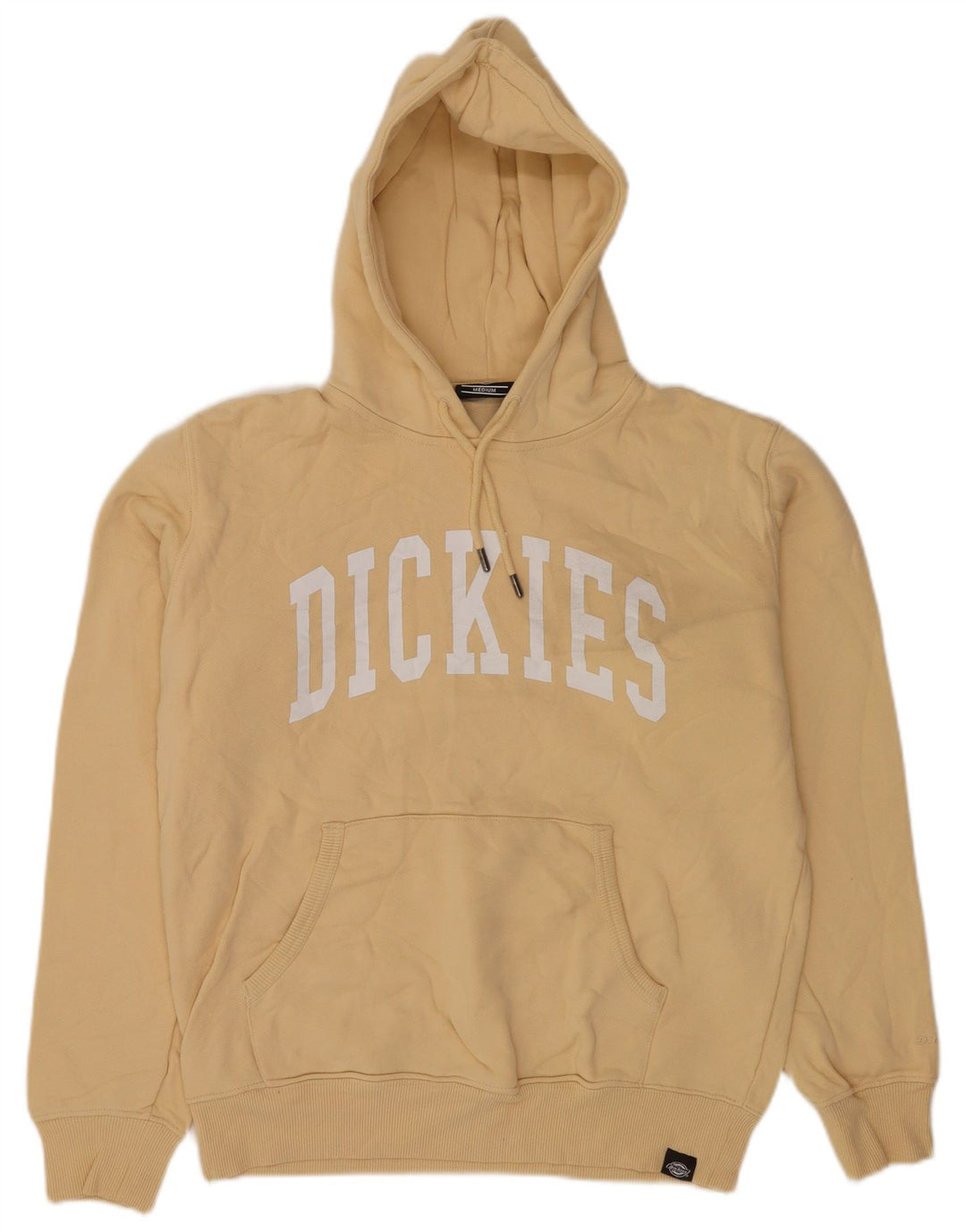 Dickies Mens Graphic Hoodie Jumper Medium Yellow Cotton