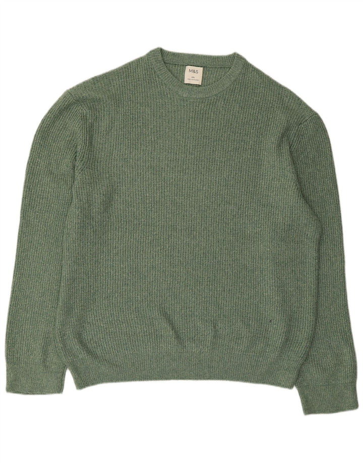 Marks & Spencer Mens Crew Neck Jumper Sweater 2XL Green Polyamide