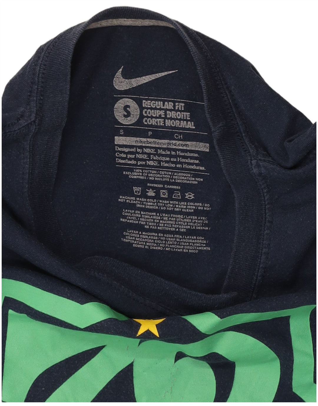 NIKE Mens Regular Fit Graphic T-Shirt Top Small Navy Blue Cotton