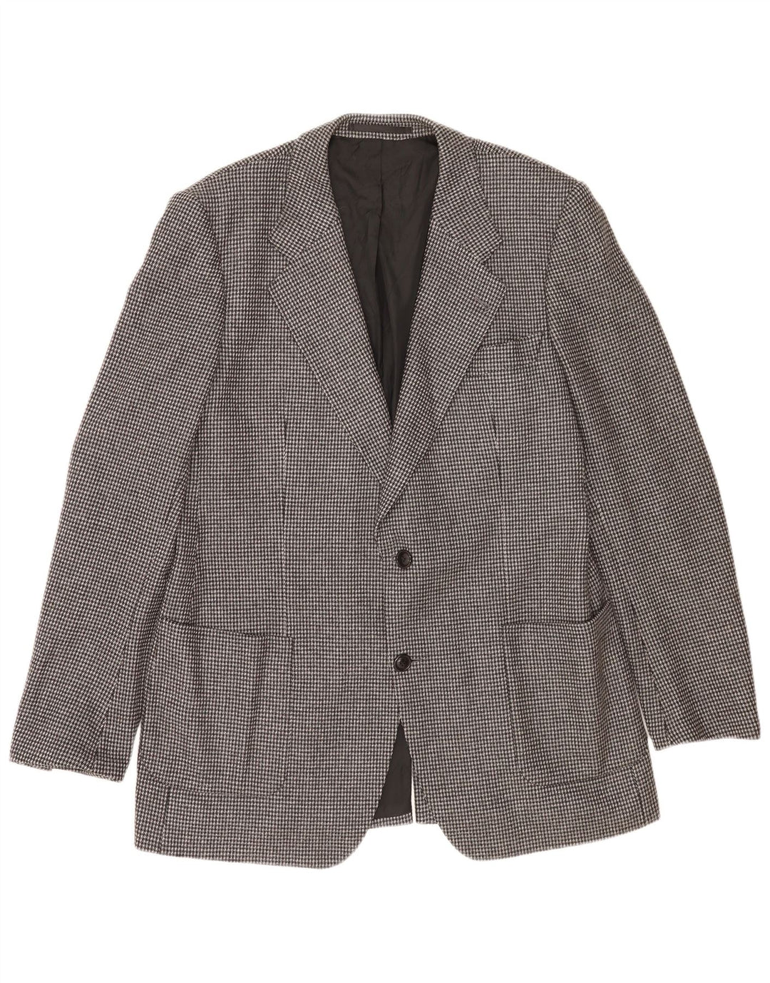 Vintage Mens 2 Button Blazer Jacket UK 38 Medium Grey Check Virgin Wool
