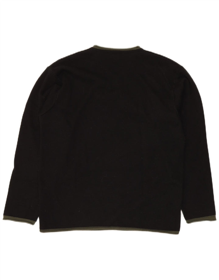 CALVIN KLEIN JEANS Herren-Pullover mit V-Ausschnitt, mittelschwarze Wolle
